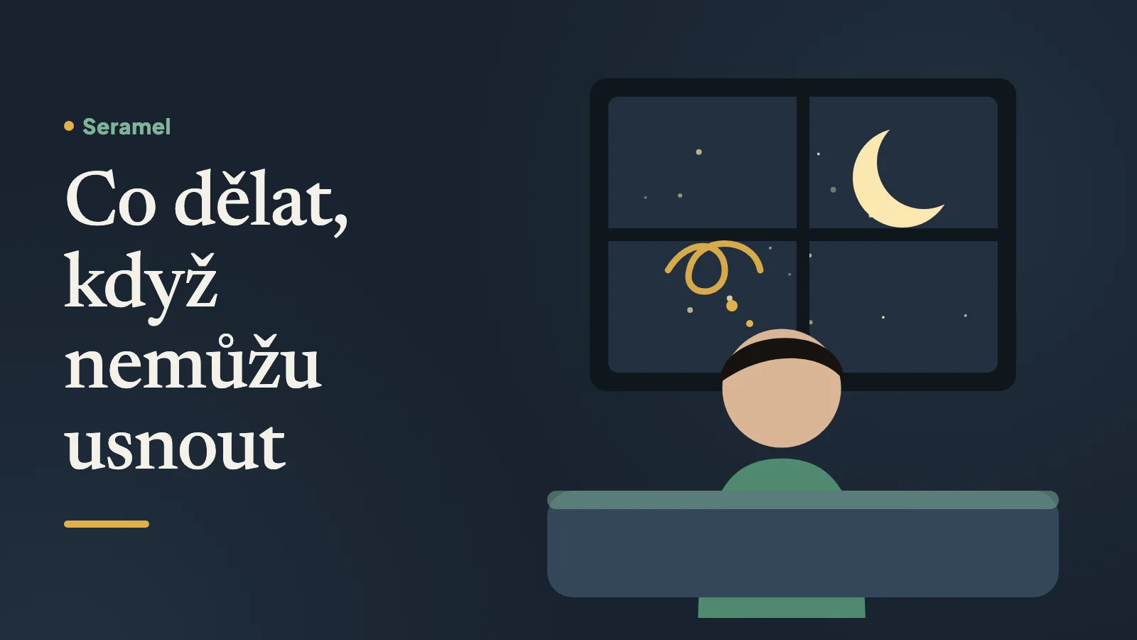 Žena sedí v noci na posteli v pražském bytě a píše si do sešitu, co dělat, když nemůže usnout