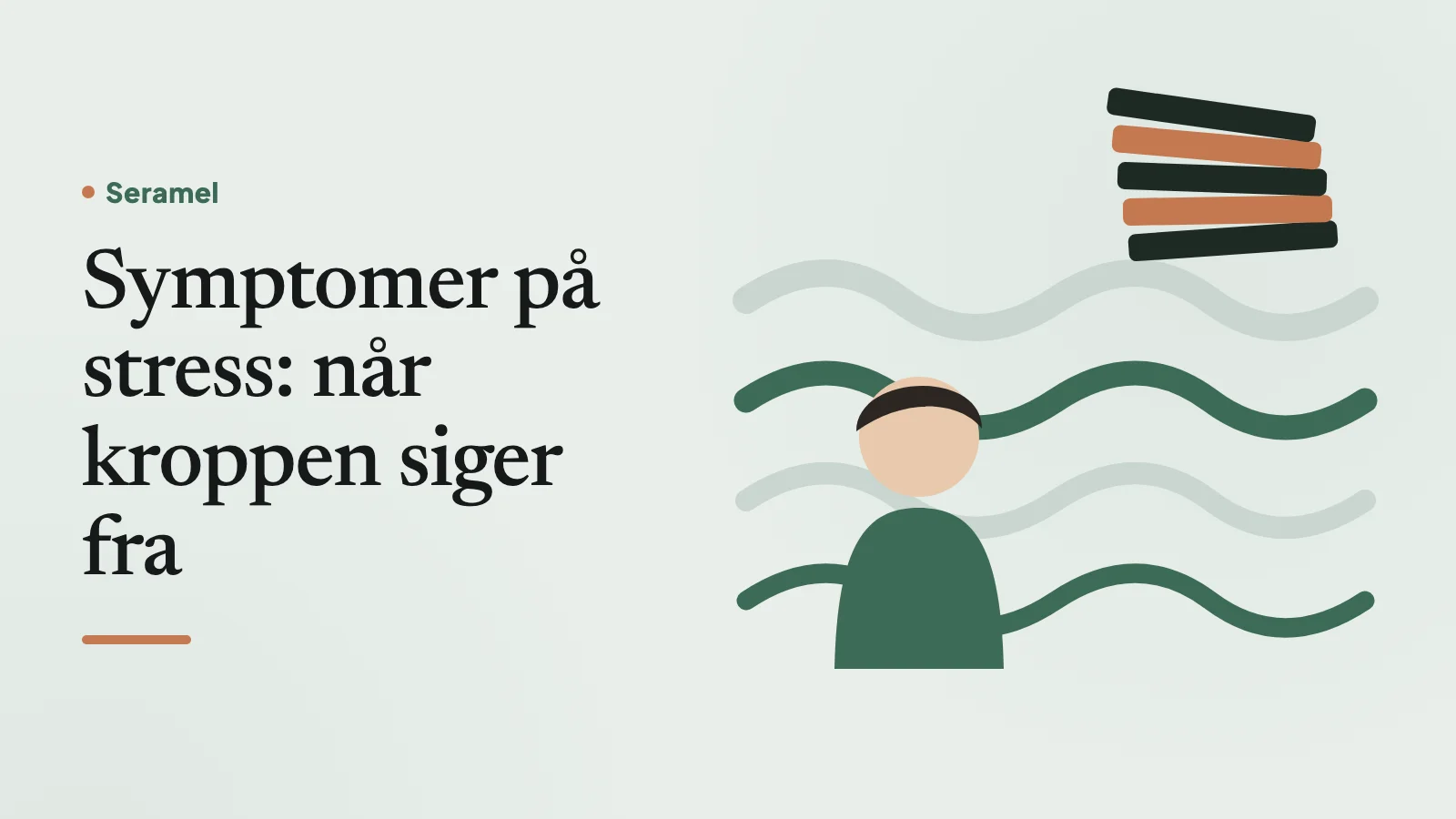 Træt kvinde ved køkkenbordet en mørk vintermorgen med laptop og madpakker – typiske symptomer på stress i hverdagen.