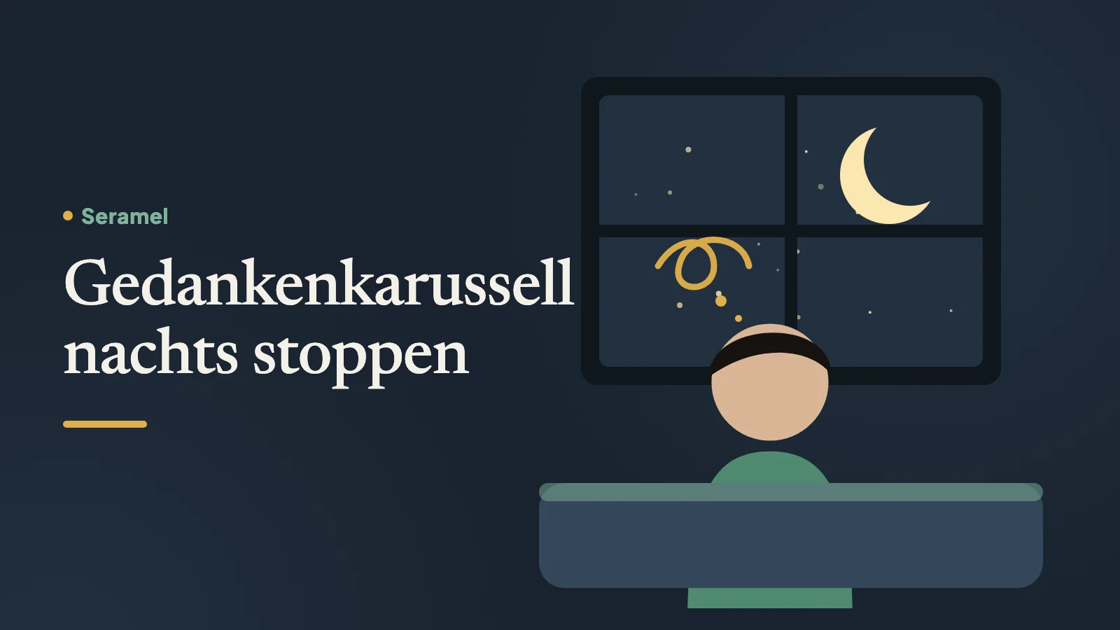 Mann liegt nachts wach im Bett und kann nicht einschlafen – Gedankenkarussell nachts stoppen