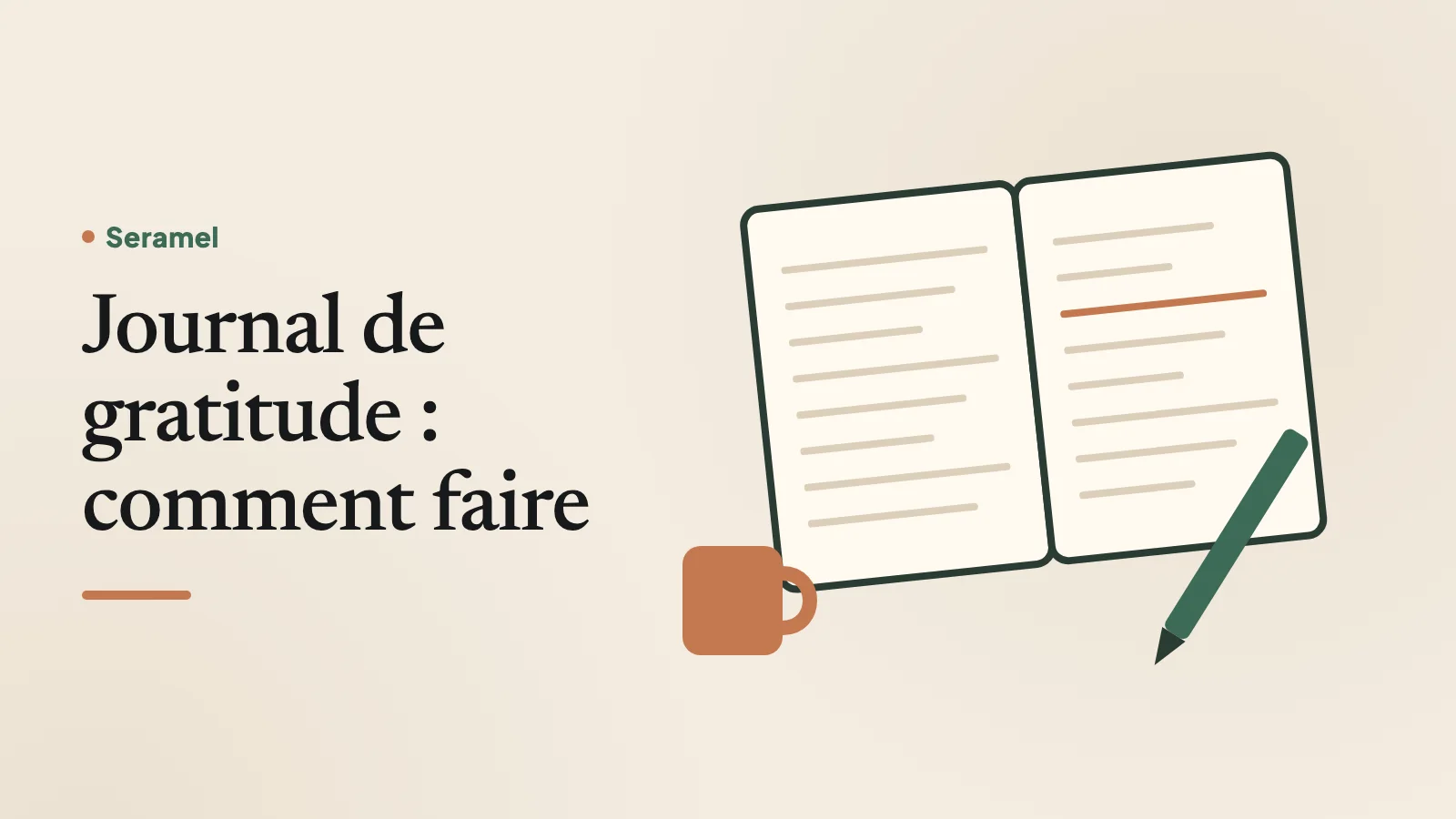 Femme d'une quarantaine d'années qui écrit dans son journal de gratitude au lit, à la lumière d'une lampe de chevet, le soir.