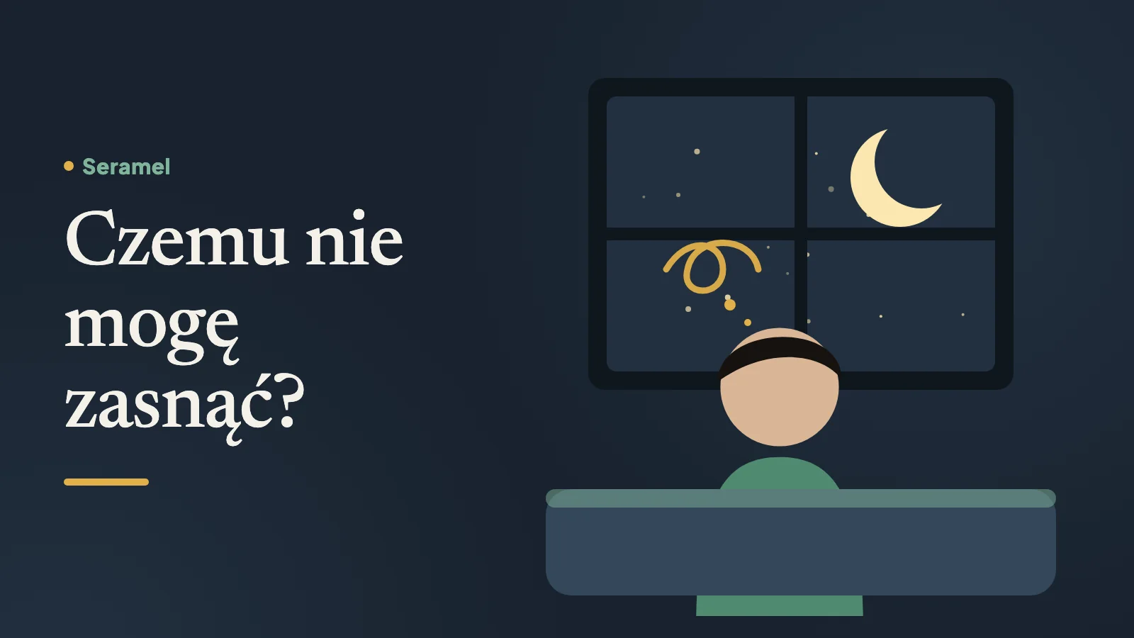 Mężczyzna leży nocą z otwartymi oczami w sypialni w Warszawie – czemu nie mogę zasnąć, gdy przed snem pojawia się natłok myśli.